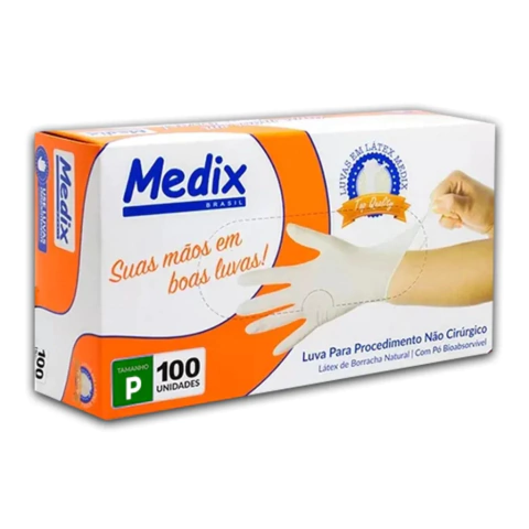 LUVA LATEX COM PÓ MEDIX - CX 100 UND