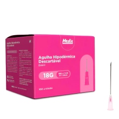 AGULHAS HIPODÉRMICA ROSA 40X1,20MM (18GX1 1/2) - CX 100 UND - MEDIX