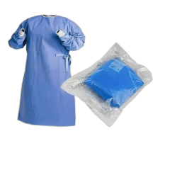 AVENTAL ESTÉRIL SMS AZUL C/ FENESTRA 1.40X1.20 PUNHO LÁTEX 40GR