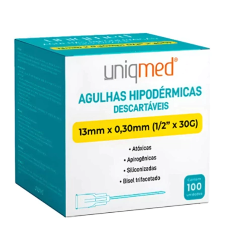AGULHAS HIPODÉRMICA DESCARTÁVEL 13mm x 0,3mm - CX 100 UND. - comprar online