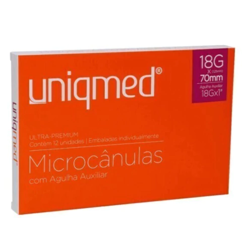MICROCANULA UNIQMED 18G X 70MM C/ AGULHA AUXILIAR - CAIXA C/ 12 UND - comprar online