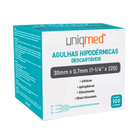 AGULHAS HIPODÉRMICA DESCARTÁVEL 30m x 0,70mm - CX 100 UND. - comprar online