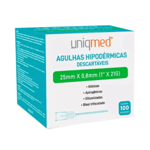 AGULHAS HIPODÉRMICA DESCARTÁVEL 25m x 0,80mm - CX 100 UND. - comprar online