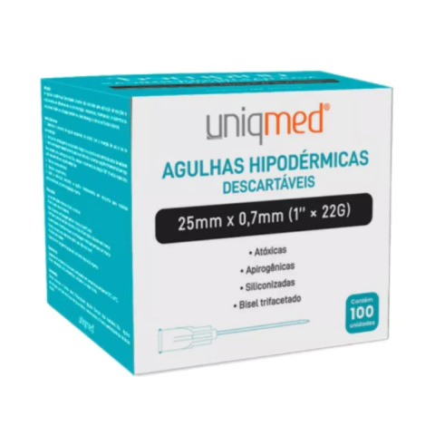 AGULHAS HIPODÉRMICA DESCARTÁVEL 25m x 0,70mm - CX 100 UND. - comprar online