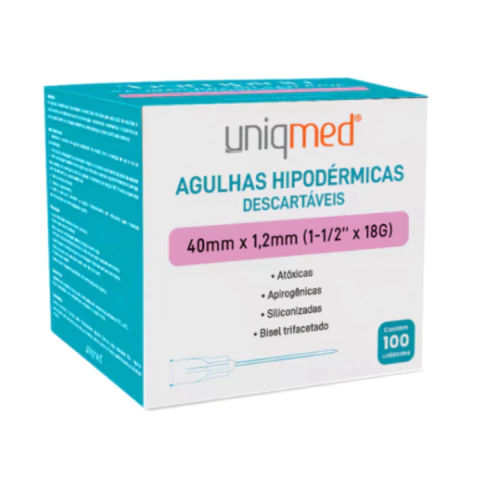AGULHAS HIPODÉRMICA DESCARTÁVEL 40m x 1,2mm - CX 100 UND. - comprar online