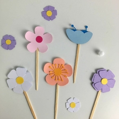KIT MINI TOPPER FLORES - 10 UNIDADES