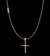 CORRENTE CADEADO 2MM 6,2G + PINGENTE CRUZ MINI - 2,7X1,5CM - BANHADO A OURO 18K