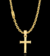 CORRENTE CADEADO 8MM 93,5G + PINGENTE CRUZ M - 4X2,7CM - BANHADO A OURO 18K