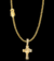 CORRENTE GRUMET 4MM 23G + PINGENTE CRUZ CRISTO CRAVEJADA P 2,5x2CM- BANHADO A OURO 18K