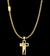 CORRENTE GRUMET DUPLA 3MM 11G + PINGENTE CRUZ FACE CRISTO - BANHADO A OURO 18K