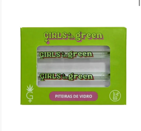 Piteira de Vidro Girls in Green pack com 2 unid Hippie Bong