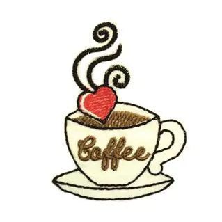 Patch Termocolante Xícara de Café Coração - 6,8 x 5,0cm