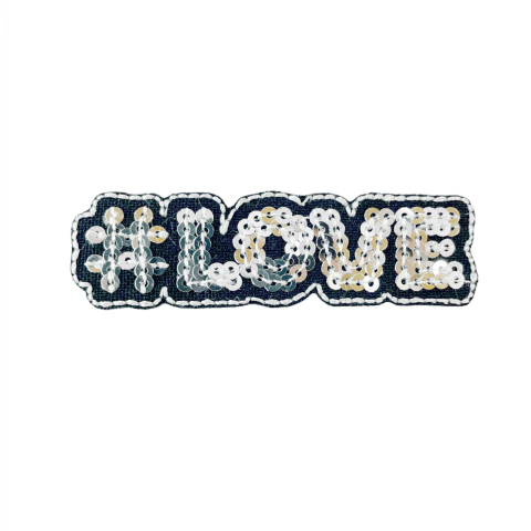 Patch Termocolante Love Paetê Prata - 6,80 x 2,00 cm