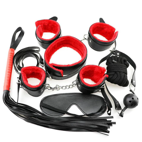 KIT SADOMASOQUISTA BONDAGE SUBIMISSION 7 PEÇAS - COM FORRO EM PELÚCIA - comprar online