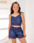 Conjunto Short Isa | Jeans Escuro