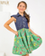 Vestido Geise - Floral | Crepe Especial e Jeans Escuro - comprar online