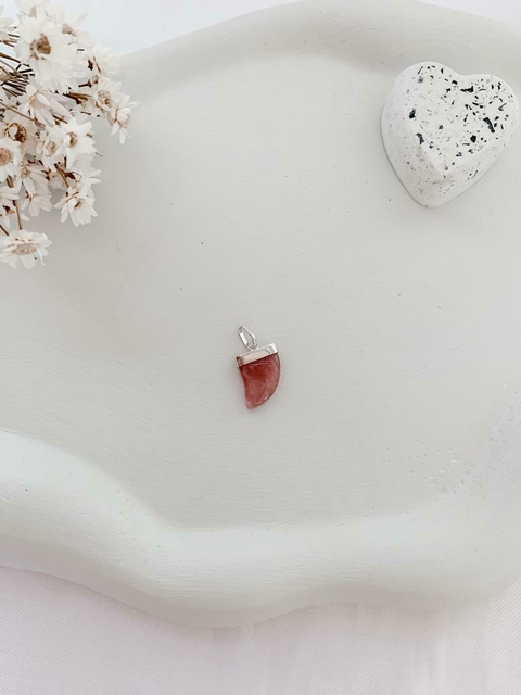 Pingente de prata quartzo rosa