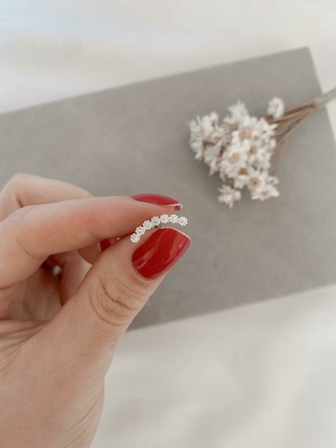 Piercing de prata cluster cravejado flower