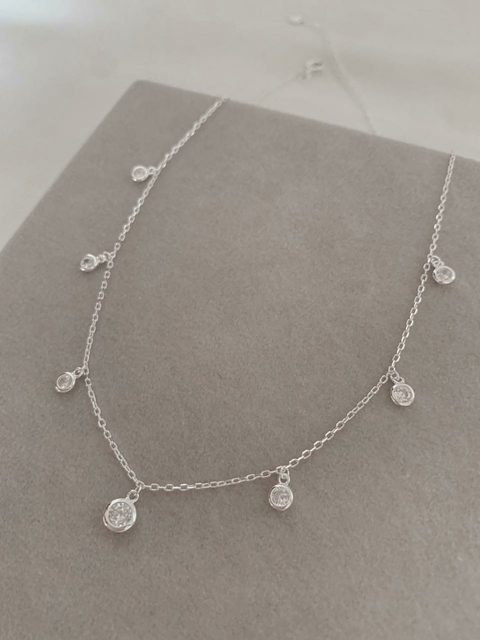 Colar de prata choker 7 pontos de luz