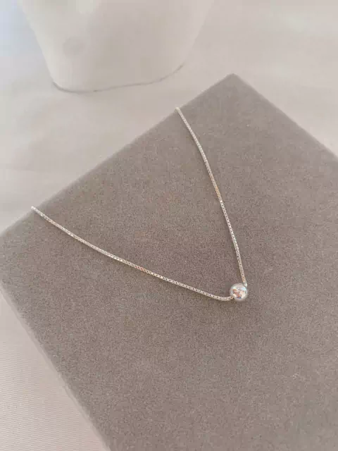 Colar de prata liso bolinha 40cm