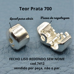 Fecho De Pulseira Berloque Redondo Prata 700 Cod. 7412