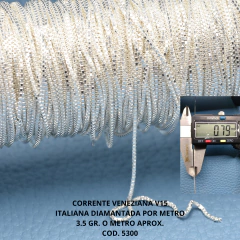 Veneziana V15 Prata em Metro, Italiana, Diamantada Cód. 5300