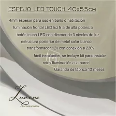 Imagen de LED TOUCH 40x55cm - Bordes Redondos