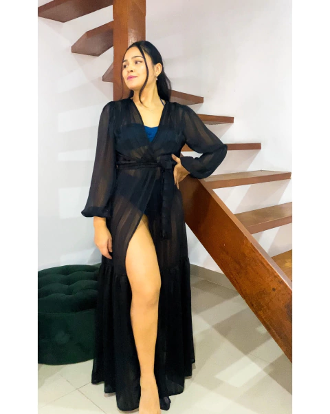 Saída Charllot Preto P M G GG (fio lurex)