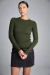 Sweater Mujer Básico Al Cuerpo Tejido Acanalado Cuello Redondo