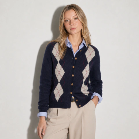 Cardigan Tejido Bremer Mujer Rombos Botones