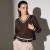 Sweater mujer escote V trenzado - tienda online