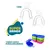 Imagem do clareador dental Whiteness Perfect com um par de moldeiras e uma caixa porta moldeiras colorida.