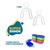 Imagem do brinde do Kit Clareador Dental White Care, mostrando um par de moldes dentais transparentes e uma caixa de armazenamento colorida.