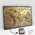 Quadro Mapa Mundi Abstrato Bege e Dourado