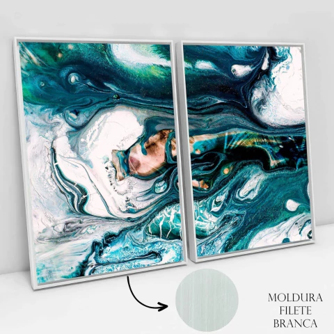 Dupla Quadro Abstrato Green Space