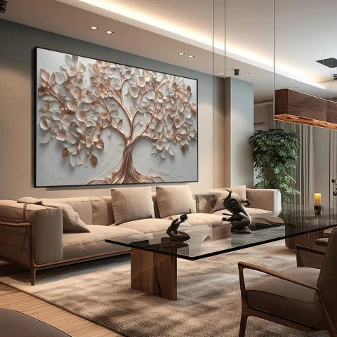 Quadro Árvore Rosê Detalhada