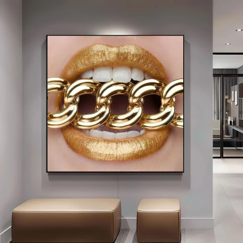 Quadro Lábios de Ouro - comprar online