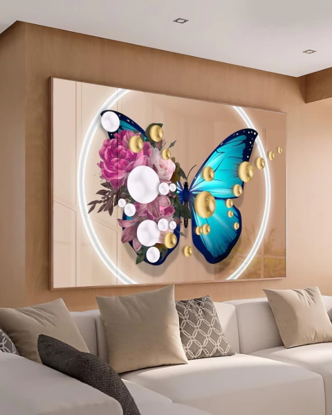 Quadro Borboleta Moderna Com Flores