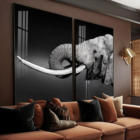Quadro Diptico Elefante - comprar online