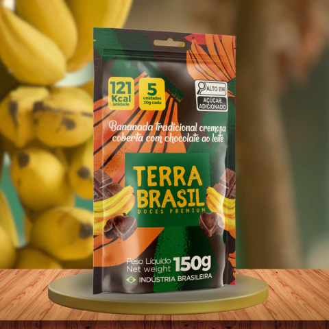 Bananinha Cremosa Tradicional Coberta com Chocolate ao Leite (Pouch 5 Unidades)