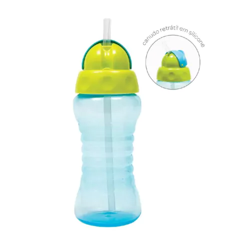 Garrafinha Fresh com canudo retrátil Azul buba