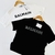 T Shirt Premium Balmain Paris Logo flocado Preta N177