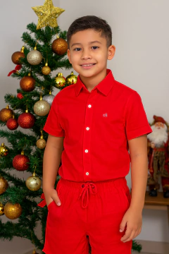 Conjunto mauricinho visco linho vermelho CK 2,4,6,8,10,12,14,16 na internet