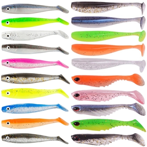 Super Kit de Pesca com 20 Iscas em Silicone Cores Variadas