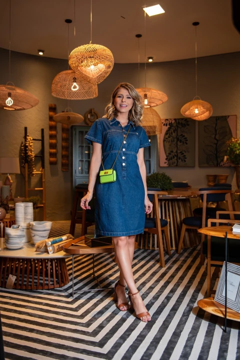 Vestido Jeans Secretaria Gola Botões - 18750 - buy online