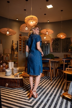 Vestido Jeans Secretaria Gola Botões - 18750 on internet