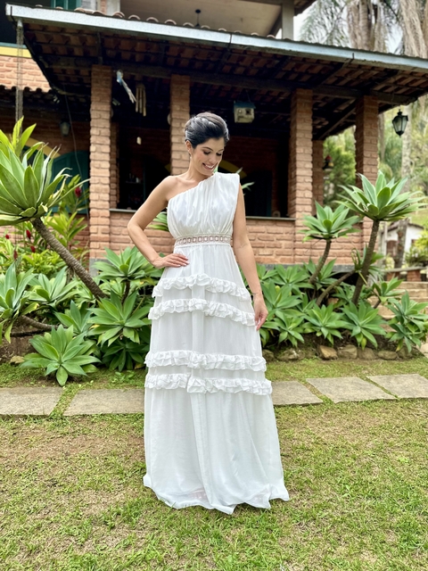 VESTIDO LONGO CHIFFON UM OMBRO