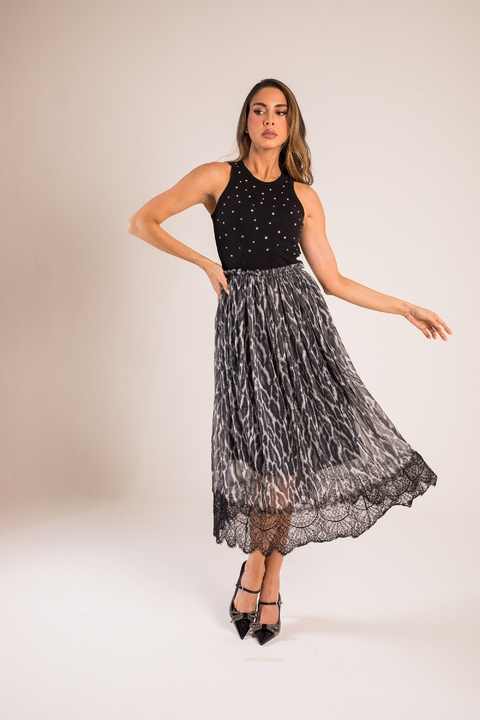 Saia Tule Animal Print P&B