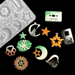 molde accesorios cassete, luna,gato, huellita,hoja BM2964 - comprar online