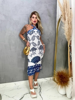 VESTIDO MIDI CANELADO BLUE